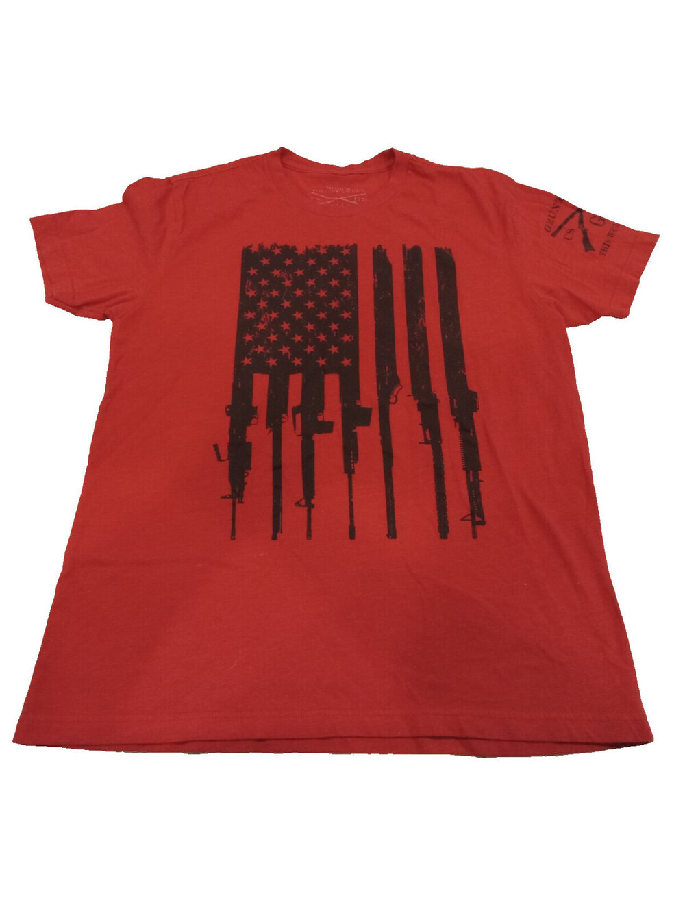 Grunt Style Shirt Mens Medium Red American Flag Rifle Silhouette Graphic Tee M